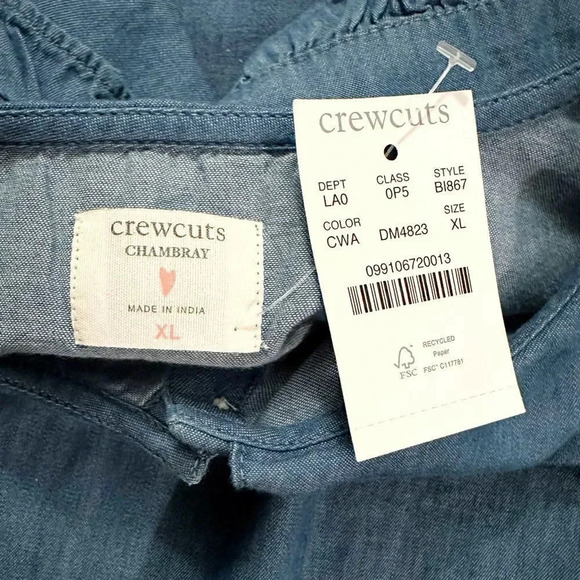 Crewcuts | Girls’ Ruffle Collar Chambray Blouse (XL) - Picture 6 of 8